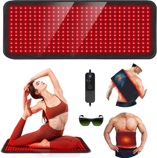 Red Light Therapy Mat, 360PCS Large Red Light Therapy Pad for Body with 660Nm 850Nm near Infrared Light Redlight Therapy Devices Mats Belt for Back Waist Shoulder Discomfort with Timer Pulse